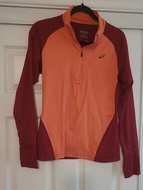 Asics Women's Peach and Red/Pink Long Sleeve Running Sweater